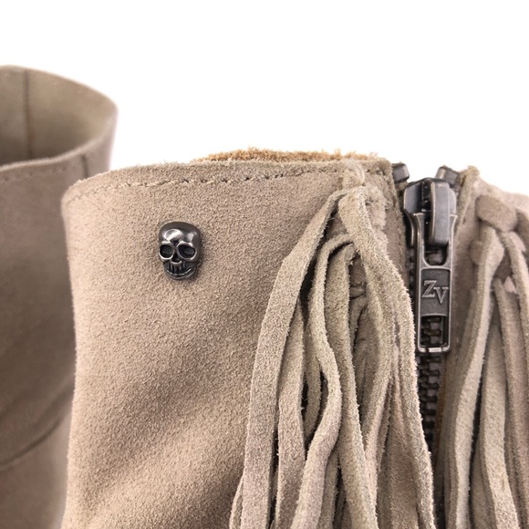 Zadig & Voltaire Pearce Fringe Taupe Suede Ankle Booties 8M - Picture 13 of 14